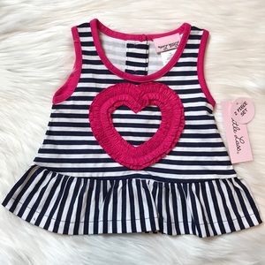 Little Lass Navy & White Stripe Peplum Tank Top